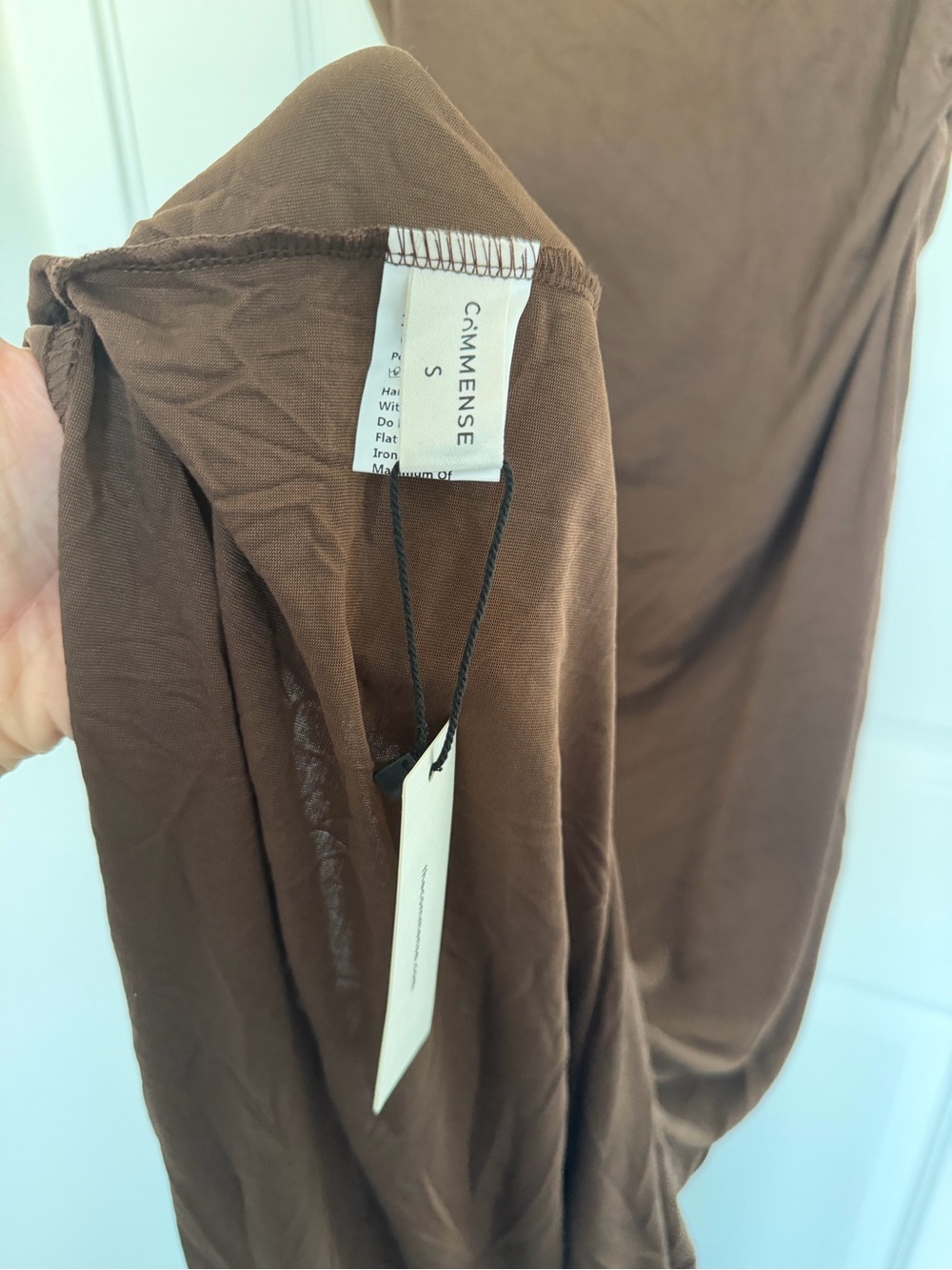 NWT Commense One-Shoulder Brown Midi Dress with Side Slit Small - Picture 4 of 4